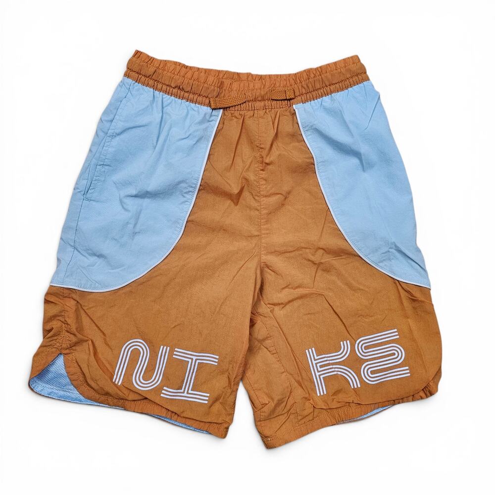 NIKE Colorblock Nylon Swim Shorts Women's XL Y2K Mesh Lined Summer Athleisure
